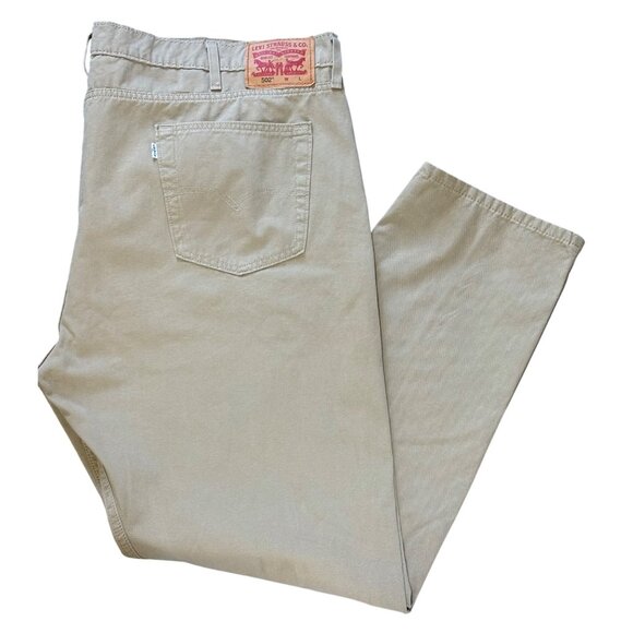 LEVI'S 502 MENS PLUS SIZE JEANS W48 X L34 TAN -KHAKI - Picture 1 of 12